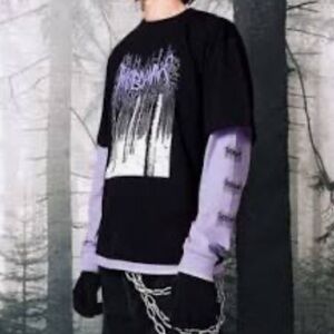 Wasted Paris Black Layer Long Sleeve Skater Top Men's Size L